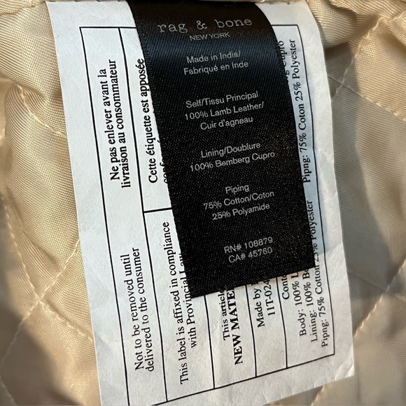 Rag & Bone Size 4 - Lyon Moto Lamb Leather Jacket - Camel MSRP $1,295 - Picture 16 of 16
